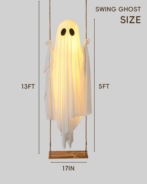 🔥ON SALE🔥Hanging Swing Ghost Halloween Decor with String Lights